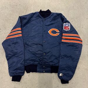Vintage 80s Starter‎ Chicago Bears Satin Bomber Jacket Sz M
